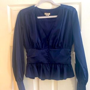 Jason Wu navy poly/spandex beautiful blouse!